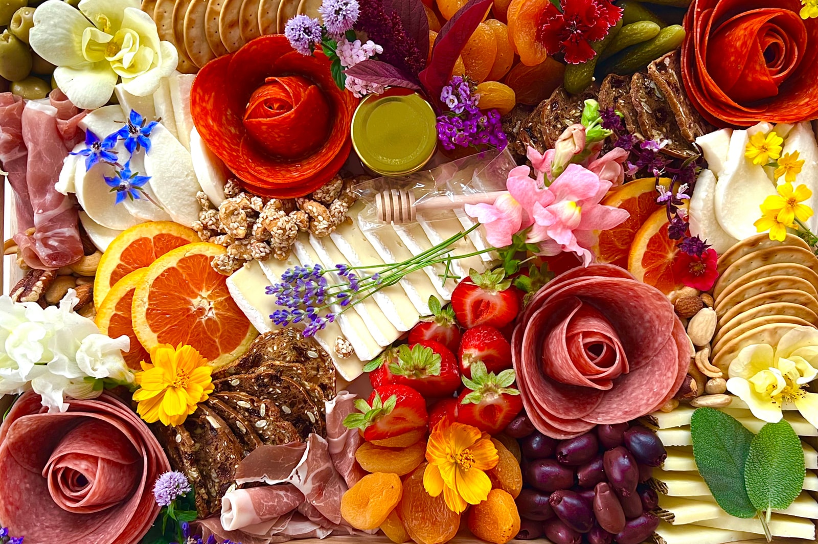 A long grazing table styled for a party